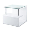 ACME Nevaeh Clear Glass & White High Gloss End Table Model 82362