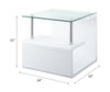 ACME Nevaeh Clear Glass & White High Gloss End Table Model 82362