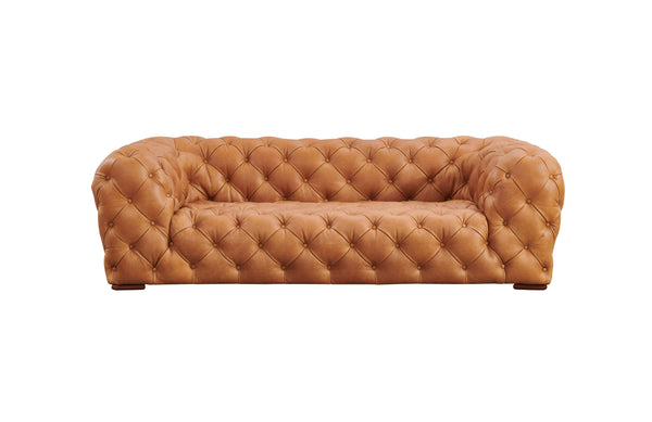 Divani Casa Dexter Transitional Camel Full Italian Leather Sofa Model VGCA-114-3-SEAT-BRN