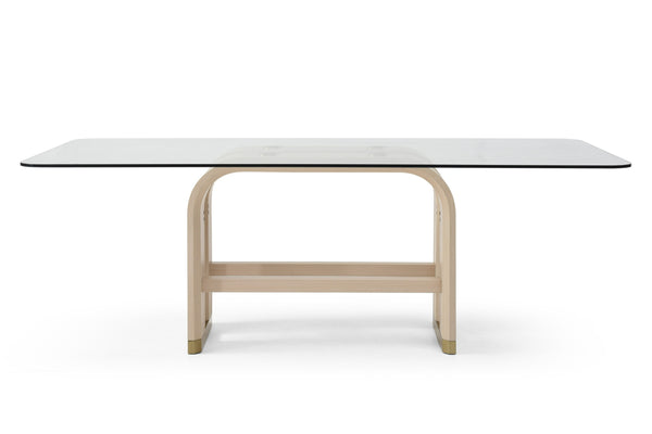 Modrest Florence Modern Glass & Natural Oak & Gold Dining Table Model VGVC-T2410