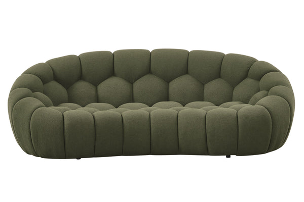 Yolonda Modern Curved Green Fabric Loveseat