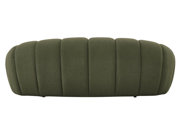 Yolonda Modern Curved Green Fabric Loveseat