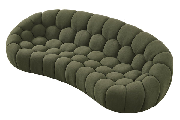 Yolonda Modern Curved Green Fabric Sofa