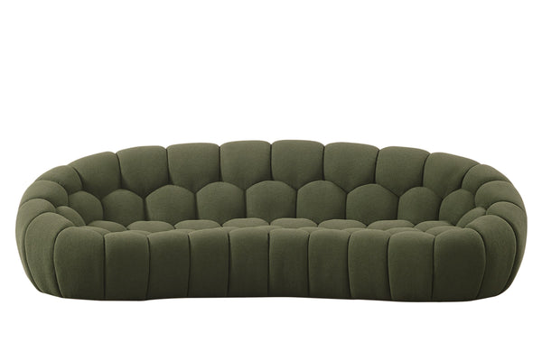 Yolonda Modern Curved Green Fabric Sofa