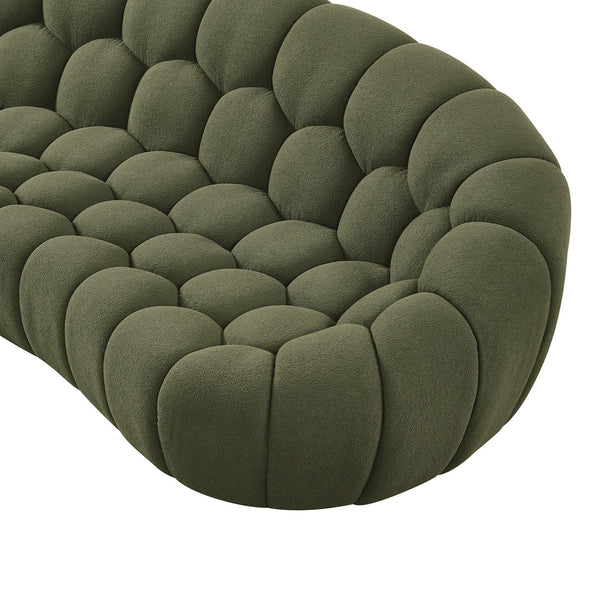 Yolonda Modern Curved Green Fabric Sofa