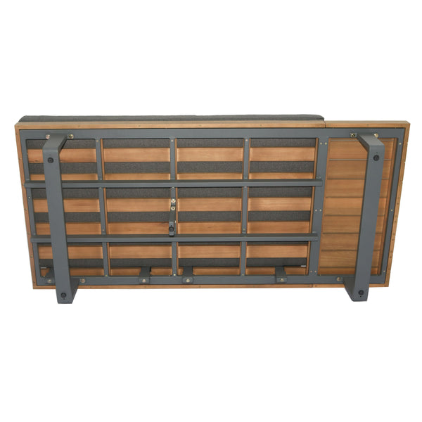 Renava Skaros Outdoor Grey Olefin Fabric & Eucalyptus Sectional Sofa & Coffee Table Set Model VGEF-BOSTON-SEC