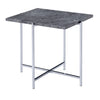 ACME Adelae Engineered Stone Top & Chrome End Table Model 83937