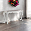 ACME Ciddrenar Natural Marble Top & White Sofa Table Model 84313