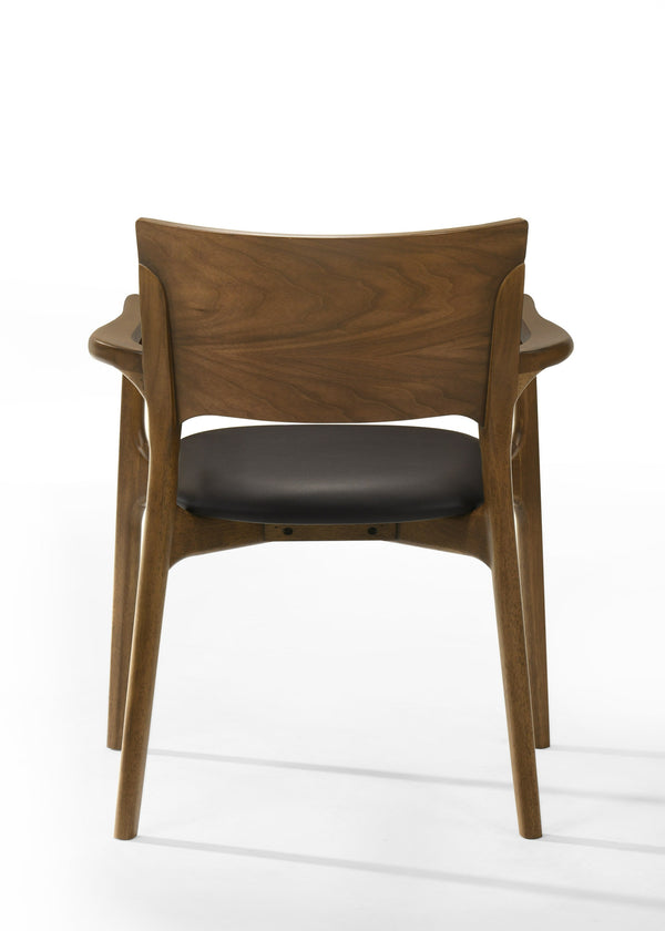 Modrest Edelman Mid Century Modern Brown Leatherette & Walnut Dining Set Model VGMA-MIT-5411-SET-WAL