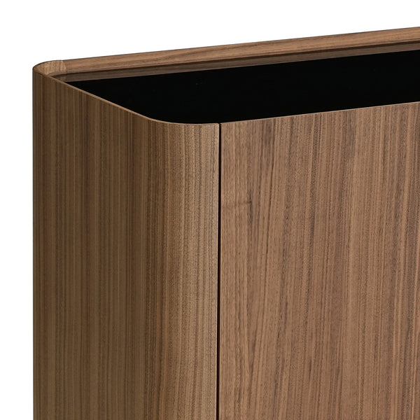 Barbon Modern Black Glass + Walnut Buffet