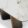 Clifford Contemporary White Ceramic + Brushed Bronze Console Table
