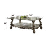 ACME Versailles Antique Platinum & Clear Glass Coffee Table Model 86840