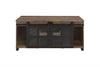 ACME Nineel Obscure Glass Rustic Oak & Black Coffee Table Model 87955