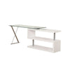 ACME Buck White High Gloss & Clear Glass Writing Desk with Swivel Model 92368