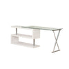 ACME Buck White High Gloss & Clear Glass Writing Desk with Swivel Model 92368