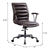 ACME Zooey Distress Chocolate Top Grain Leather Swivel Office Chair Model 92558