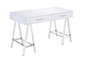 ACME Coleen White High Gloss & Chrome Writing Desk with USB Port Model 93047