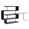 ACME Buck II Clear Glass Chrome & Black High Gloss Writing Desk with Bookshelf Model 93177