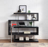 ACME Buck II Clear Glass Chrome & Black High Gloss Writing Desk with Bookshelf Model 93177