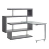 ACME Buck II Clear Glass Chrome & Gray High Gloss Writing Desk with Bookshelf Model 93181