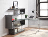 ACME Buck II Clear Glass Chrome & Gray High Gloss Writing Desk with Bookshelf Model 93181