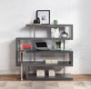 ACME Buck II Clear Glass Chrome & Gray High Gloss Writing Desk with Bookshelf Model 93181