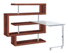 ACME Buck II Clear Glass Chrome & Walnut High Gloss Writing Desk with Bookshelf Model 93183