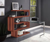 ACME Buck II Clear Glass Chrome & Walnut High Gloss Writing Desk with Bookshelf Model 93183