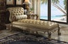 ACME Dresden Bone Synthetic Leather & Gold Patina Chaise with Pillow Model 96489
