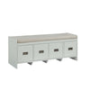 ACME Berci Beige Fabric & White Bench with Storage Model 96775
