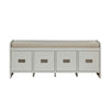 ACME Berci Beige Fabric & White Bench with Storage Model 96775