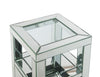 ACME Noralie Clear Glass Mirrored & Faux Diamonds Accent Table Model 97956