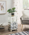 ACME Noralie Clear Glass Mirrored & Faux Diamonds Accent Table Model 97956