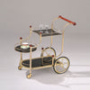 ACME Lacy Gold Plated & Black Glass Serving Cart Model 98006