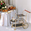 ACME Lacy Gold Plated & Black Glass Serving Cart Model 98006