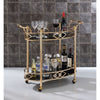 ACME Ottesen Gold & Black Glass Serving Cart Model 98351