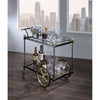 ACME Cyrus Black/Gold & Clear Glass Serving Cart Model 98370
