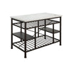 ACME Lanzo Natural Marble Top & Gunmetal Kitchen Island Model 98400
