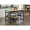 ACME Lanzo Natural Marble Top & Gunmetal Kitchen Island Model 98400