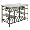 ACME Lanzo Natural Marble Top & Antique Pewter Kitchen Island Model 98402