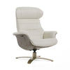 Divani Casa Abrons Mid Century Modern Light Grey Leather Lounge Chair & Ottoman Model VGKK-A928-LTGRY