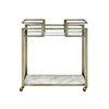 ACME Neilo Clear Glass Faux Marble Top & Wire Brass Serving Cart Model AC00159