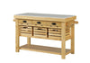 ACME Grovaam Marble Top & Natural Kitchen Island Model AC00188