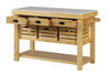 ACME Grovaam Marble Top & Natural Kitchen Island Model AC00188