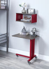 ACME Cargo Red Accent Table with Wall Shelf Model AC00361