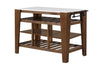 ACME Alaroa Natural Marble Top & Rustic Brown Kitchen Island Model AC00396