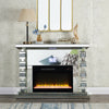 ACME Noralie Mirrored & Faux Diamonds Fireplace with Bluetooth Model AC00509