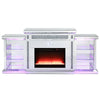 ACME Noralie Mirrored & Faux Diamonds Fireplace with LED & Bluetooth Model AC00518