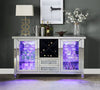 ACME Noralie Mirrored & Faux Diamonds Wine Cabinet with LED Model AC00525