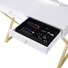 ACME Coleen White & Gold Vanity Desk with Mirror & Jewelry Tray Model AC00667
